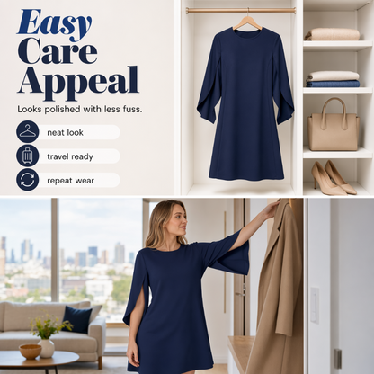 Robe élégante à col rond unie pour femme
