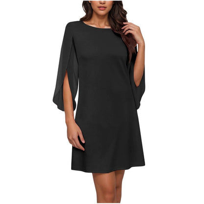 Robe élégante à col rond unie pour femme