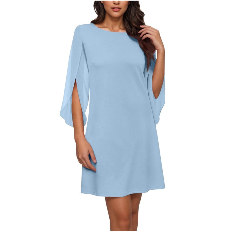 Robe élégante à col rond unie pour femme