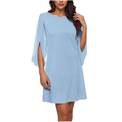 Robe élégante à col rond unie pour femme