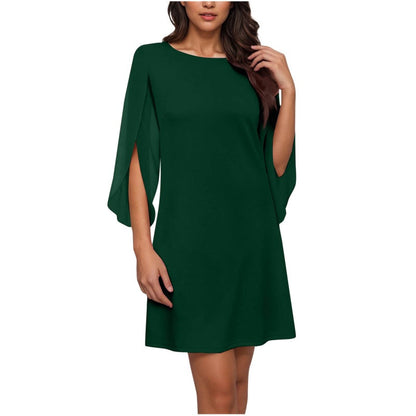Robe élégante à col rond unie pour femme