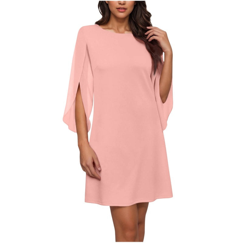 Robe élégante à col rond unie pour femme