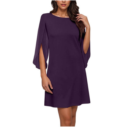 Robe élégante à col rond unie pour femme