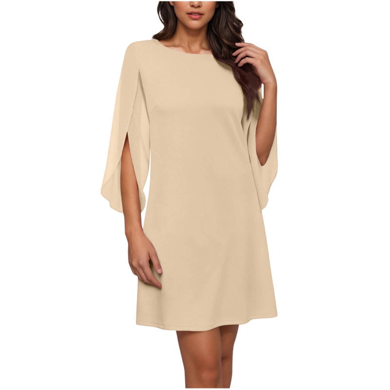 Robe élégante à col rond unie pour femme