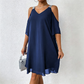 Robe fluide à encolure en V et épaules dénudées pour femme