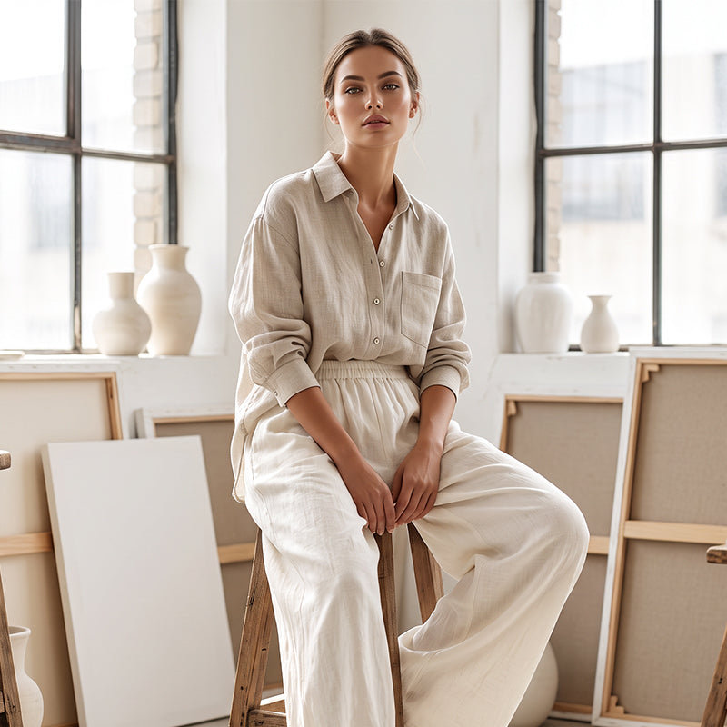 Pantalon décontracté pour femme, coupe ample et jambes larges