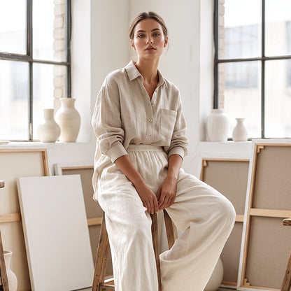 Pantalon décontracté pour femme, coupe ample et jambes larges
