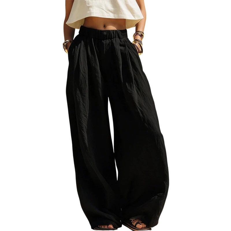 Pantalon décontracté pour femme, coupe ample et jambes larges