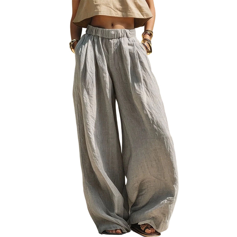 Pantalon décontracté pour femme, coupe ample et jambes larges
