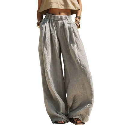 Pantalon décontracté pour femme, coupe ample et jambes larges
