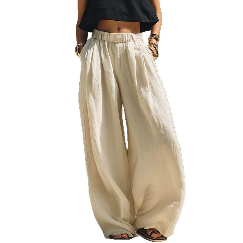 Pantalon décontracté pour femme, coupe ample et jambes larges