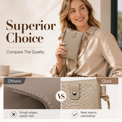 Leather Crossbody Phone Bag with Elegant Crocodile Pattern for Women