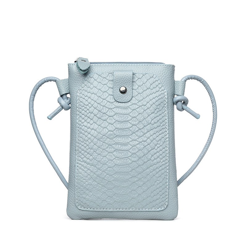 Leather Crossbody Phone Bag with Elegant Crocodile Pattern for Women