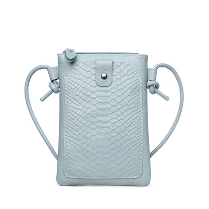 Leather Crossbody Phone Bag with Elegant Crocodile Pattern for Women