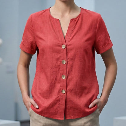 Haut d'été décontracté à col en V pour femme