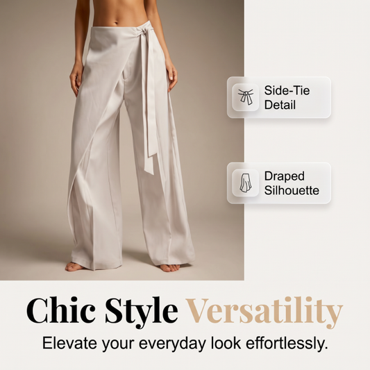 Pantalon ample pour femme, à coupe large et à nouer sur le devant