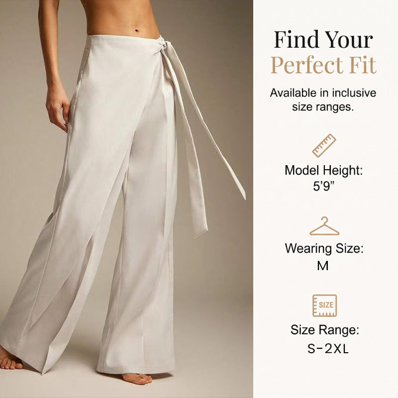Pantalon ample pour femme, à coupe large et à nouer sur le devant