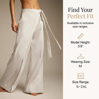 Pantalon ample pour femme, à coupe large et à nouer sur le devant