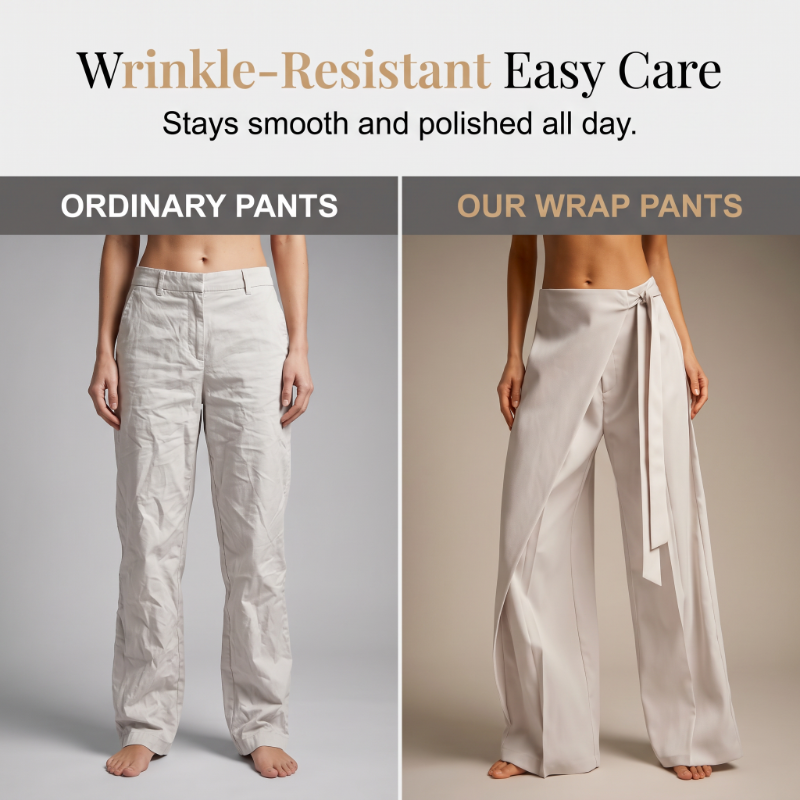 Pantalon ample pour femme, à coupe large et à nouer sur le devant