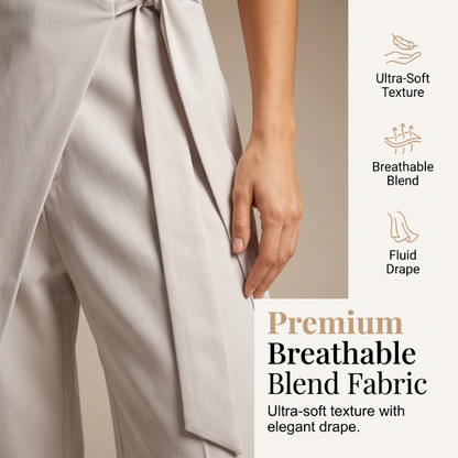 Pantalon ample pour femme, à coupe large et à nouer sur le devant