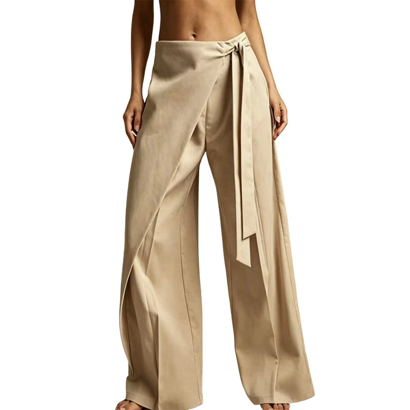 Pantalon ample pour femme, à coupe large et à nouer sur le devant