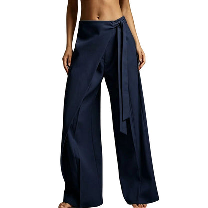 Pantalon ample pour femme, à coupe large et à nouer sur le devant