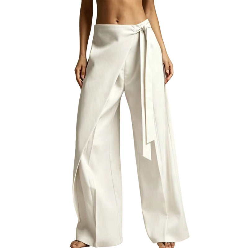 Pantalon ample pour femme, à coupe large et à nouer sur le devant