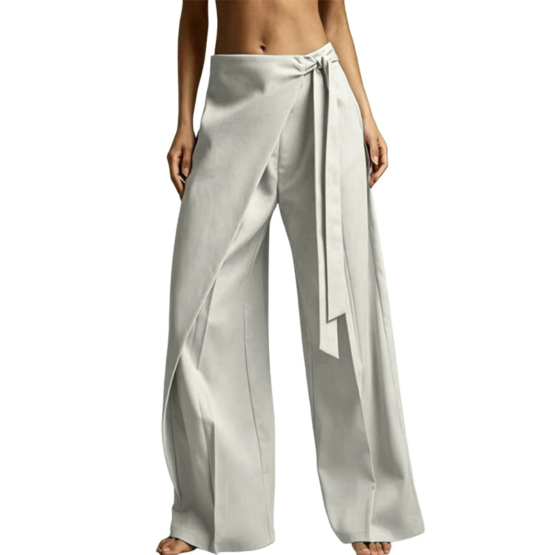 Pantalon ample pour femme, à coupe large et à nouer sur le devant