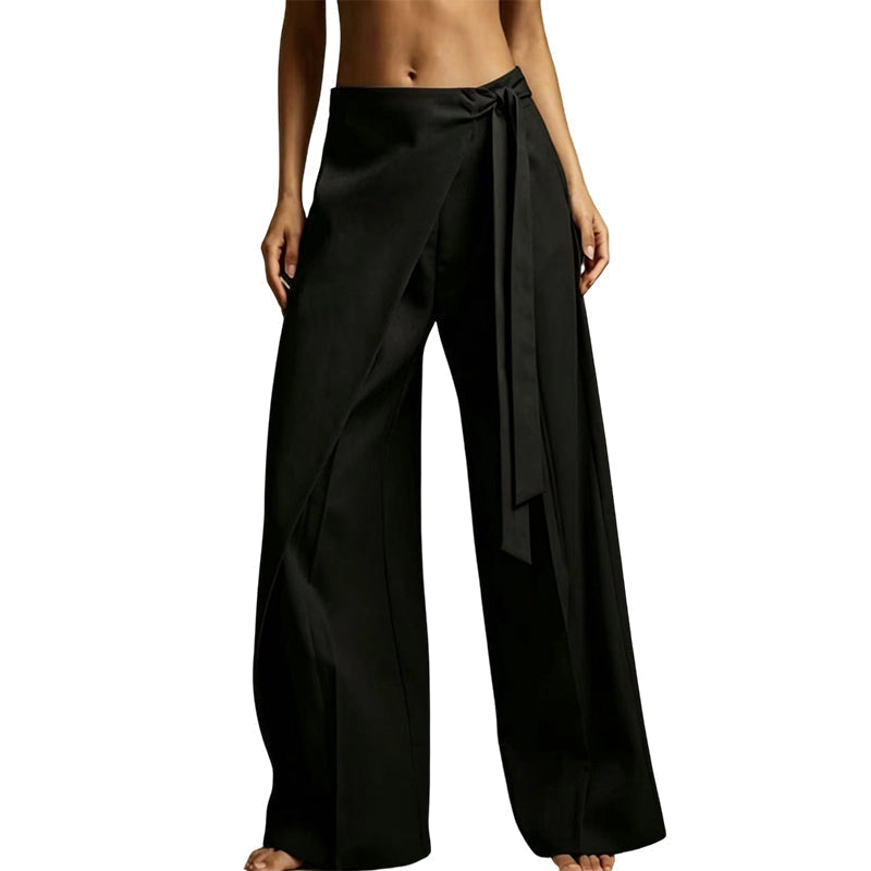 Pantalon ample pour femme, à coupe large et à nouer sur le devant