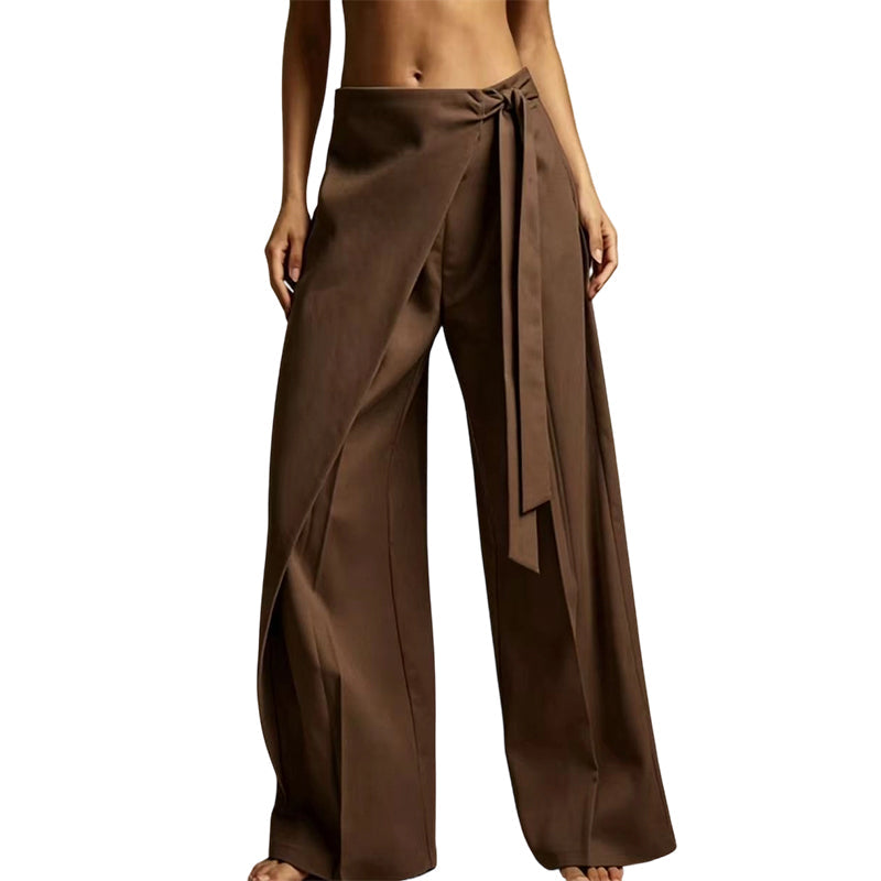 Pantalon ample pour femme, à coupe large et à nouer sur le devant