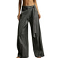 Pantalon ample pour femme, à coupe large et à nouer sur le devant
