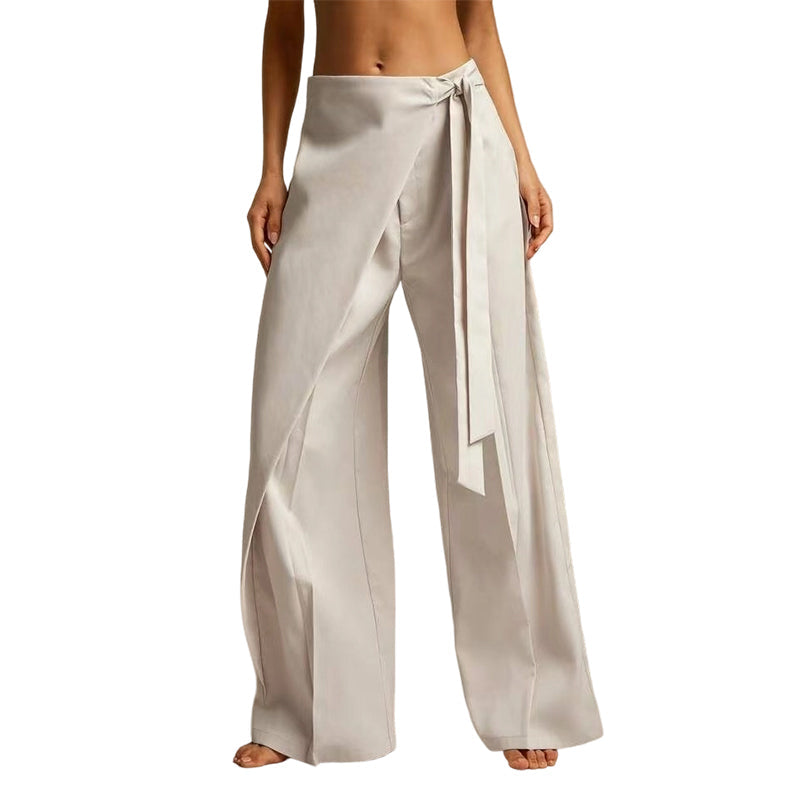 Pantalon ample pour femme, à coupe large et à nouer sur le devant