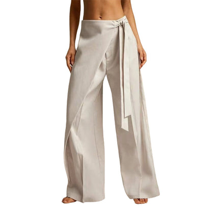 Pantalon ample pour femme, à coupe large et à nouer sur le devant