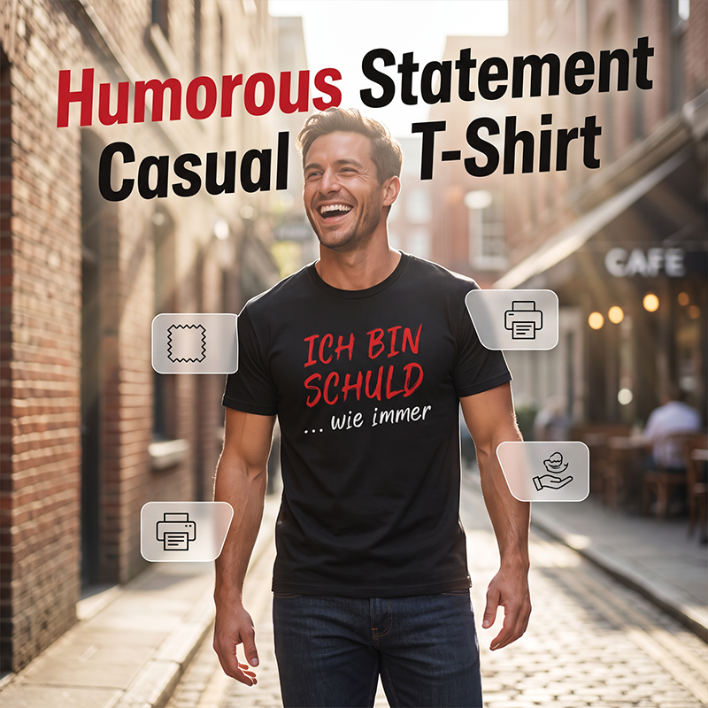 🔥 T-Shirt Noir Homme Slogan Humoristique  – Respirant 🇩🇪