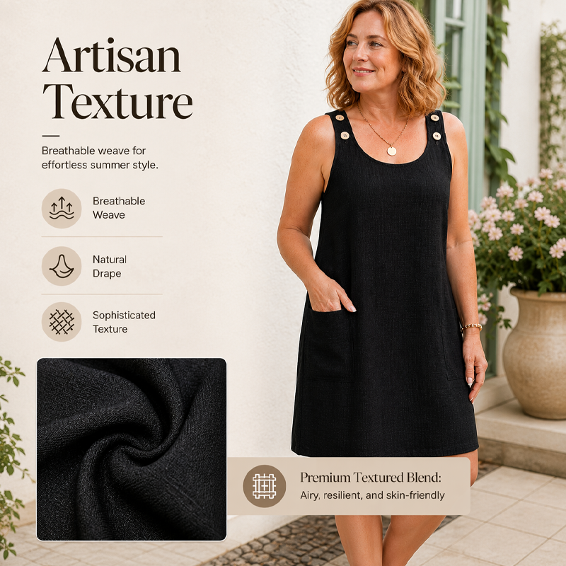 Robe débardeur sans manches pour femme, avec poches