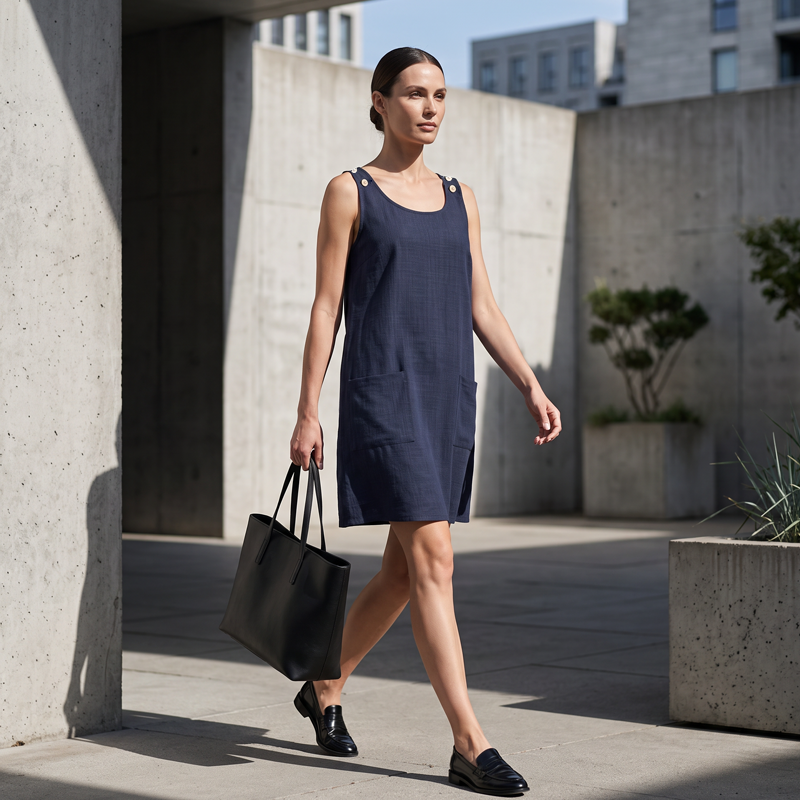 Robe débardeur sans manches pour femme, avec poches
