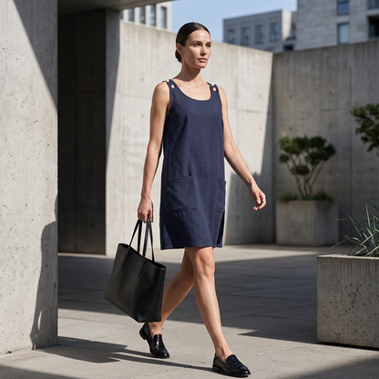 Robe débardeur sans manches pour femme, avec poches
