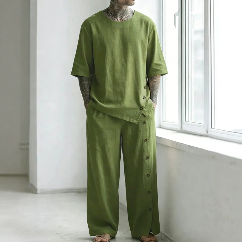 🚀 Nouveauté ! Profitez de 50 % de réduction sur le prix de lancement ! Ensemble deux pièces pour homme : chemise et pantalon décontractés.