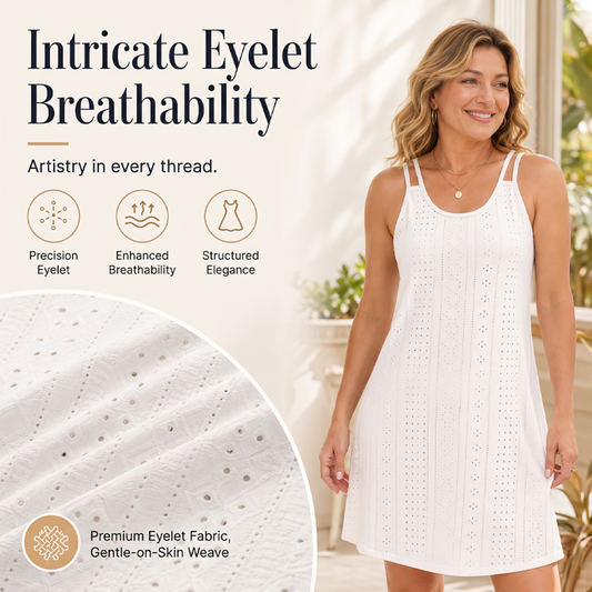 Robe d'été à double bretelle pour femme, avec détails ajourés