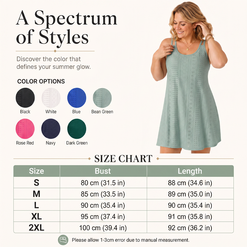 Robe d'été à double bretelle pour femme, avec détails ajourés