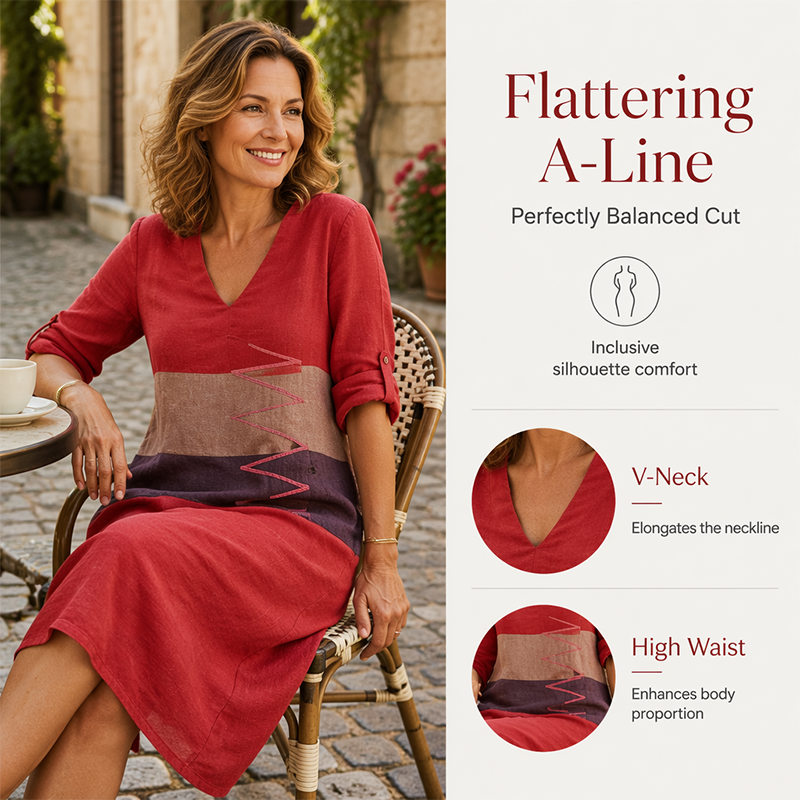 Robe décontractée à imprimé et col en V pour femme