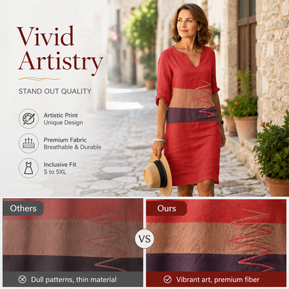 Robe décontractée à imprimé et col en V pour femme