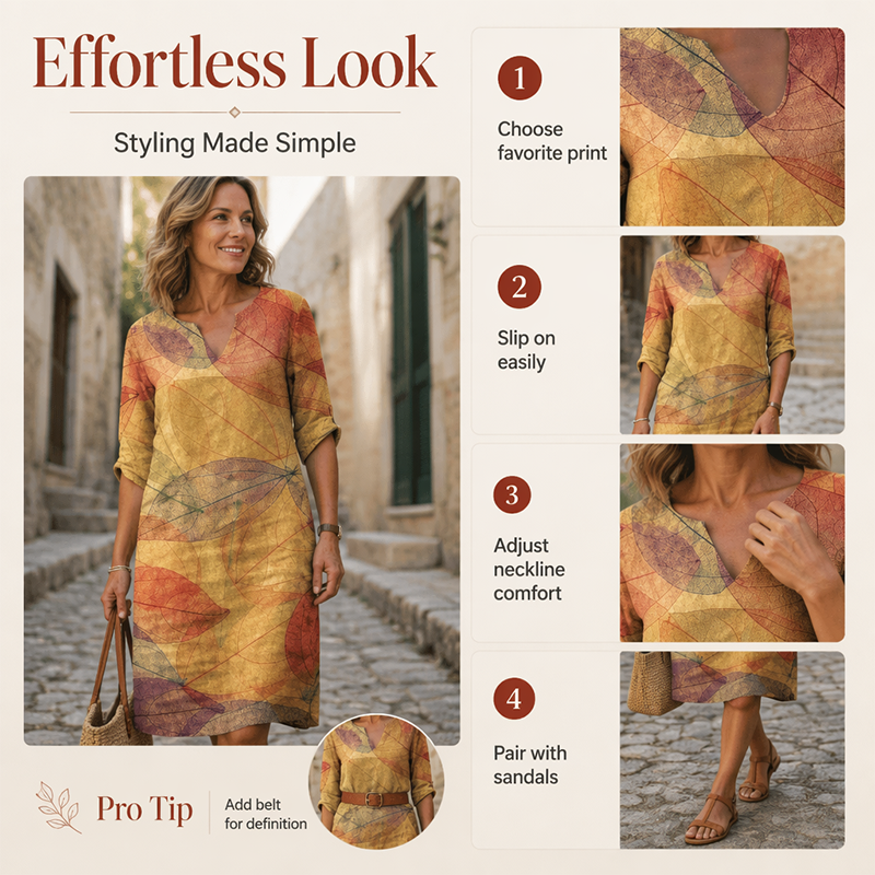 Robe décontractée à imprimé et col en V pour femme