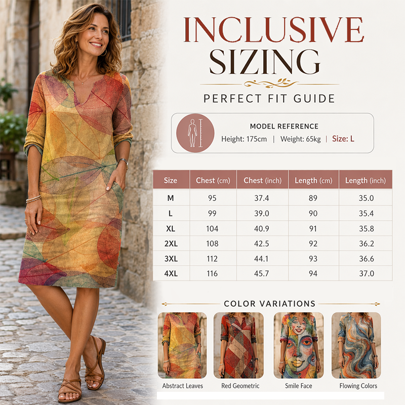 Robe décontractée à imprimé et col en V pour femme
