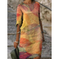 Robe décontractée à imprimé et col en V pour femme