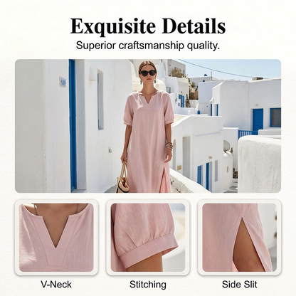 👗 Robe longue en lin à col en V avec fentes sur les côtés