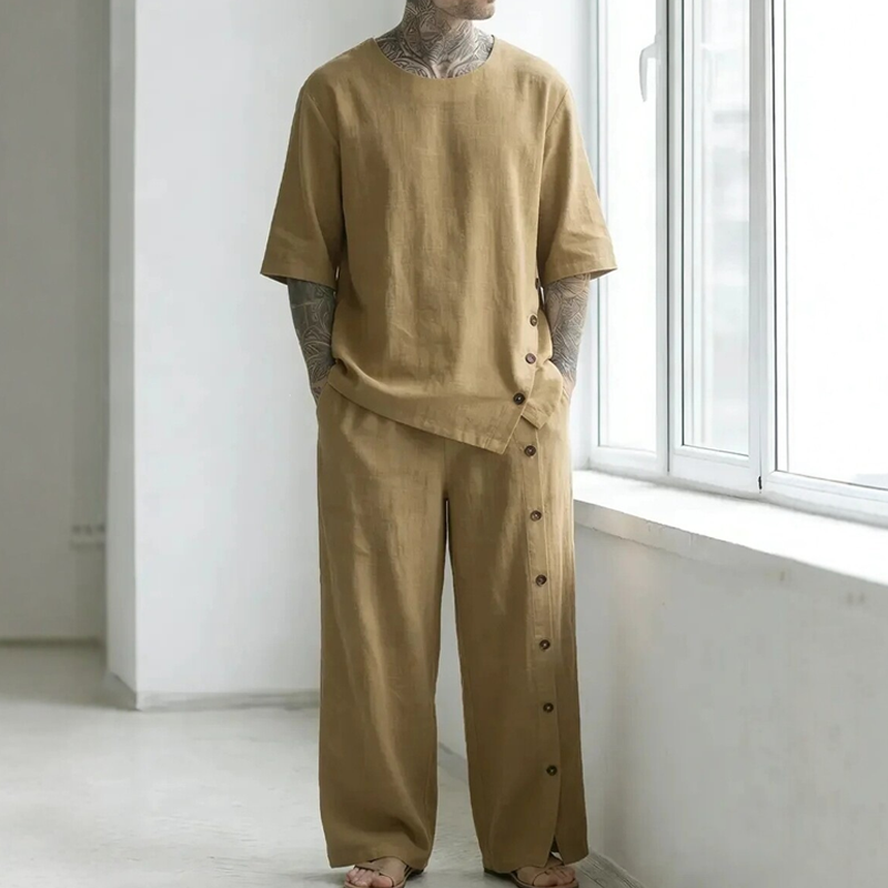 🚀 Nouveauté ! Profitez de 50 % de réduction sur le prix de lancement ! Ensemble deux pièces pour homme : chemise et pantalon décontractés.