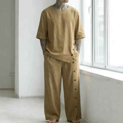 🚀 Nouveauté ! Profitez de 50 % de réduction sur le prix de lancement ! Ensemble deux pièces pour homme : chemise et pantalon décontractés.