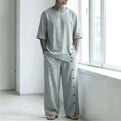 🚀 Nouveauté ! Profitez de 50 % de réduction sur le prix de lancement ! Ensemble deux pièces pour homme : chemise et pantalon décontractés.
