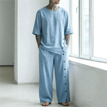 🚀 Nouveauté ! Profitez de 50 % de réduction sur le prix de lancement ! Ensemble deux pièces pour homme : chemise et pantalon décontractés.